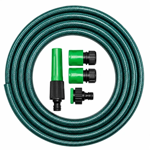 Heavy Duty 15m Garden Hose Pipe with Spray Nozzle & Adapter Set