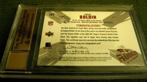Anquan Boldin RC 2003 SPX Red Autograph Auto ROOKIE#143/1100 Pristine BGS10! - Picture 3 of 3