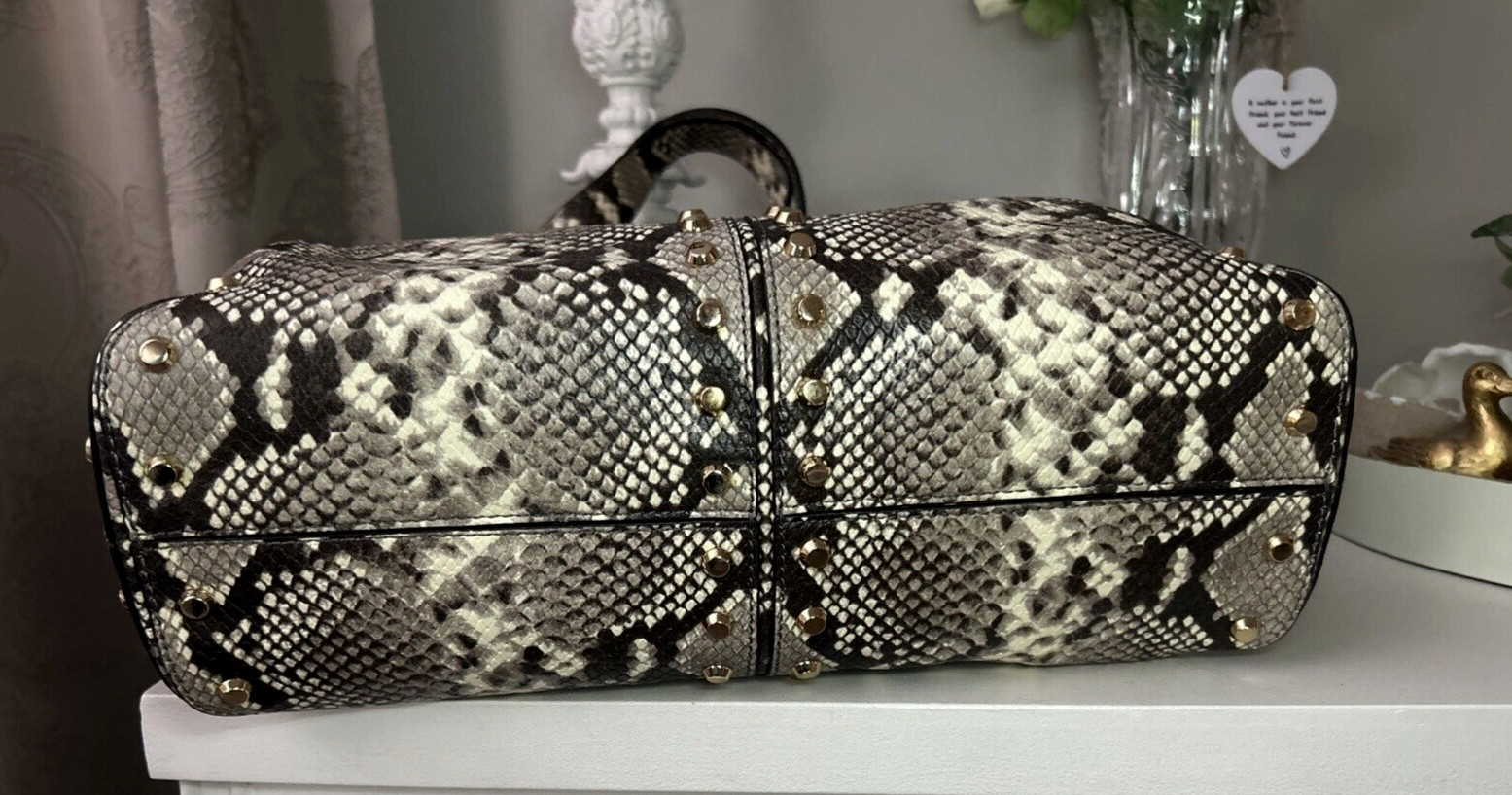 Michael Kors Brown Leather Python Snake Shoulder … - image 10