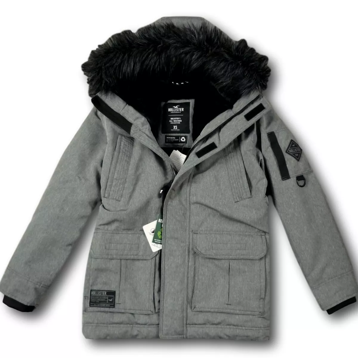 Hollister All Weather Faux Fur Trim & Lining Hooded Parka in Black