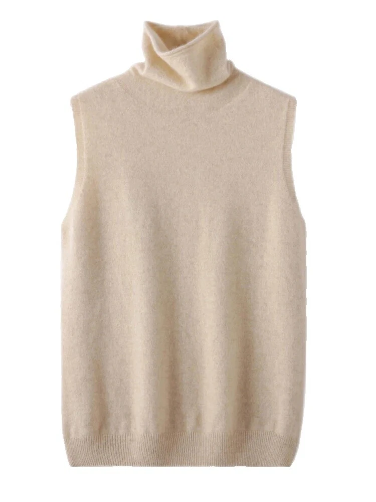 Cotton Turtleneck Sleeveless Sweaters for Women
