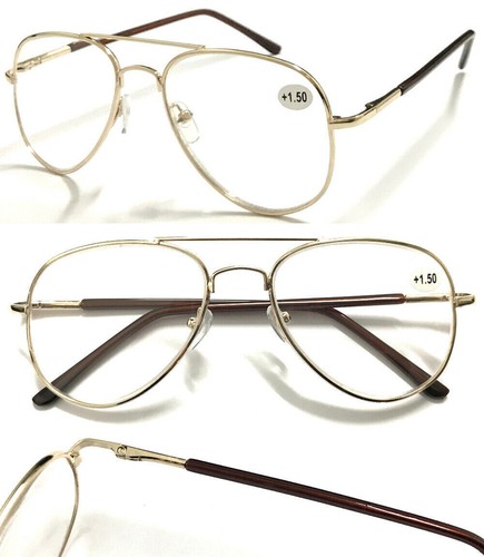 Gafas de lectura estilo piloto clásico doble puente diseñadas en forma de metal L294 - Imagen 6 de 45