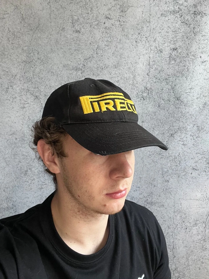 Gorra de béisbol Pirelli para hombre talla 58 cm negra con logotipo bordado Y2K 100 % algodón Foto 3 de 4