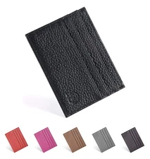 RFID Blocking Leather Slim Credit Card Holder Wallet for Men & Women, 6 Slots