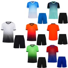 Kids Boys Soccer Training Outfits Short-Sleeve Tops with Shorts Sports Workout