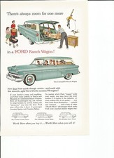 1954  Ford print ad:  "There's always room for one more in a Ford Ranch Wagon"