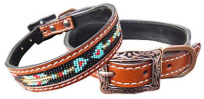 New! Showman Genuine LEATHER BEADED ARROW DESIGN DOG COLLAR Size S M L