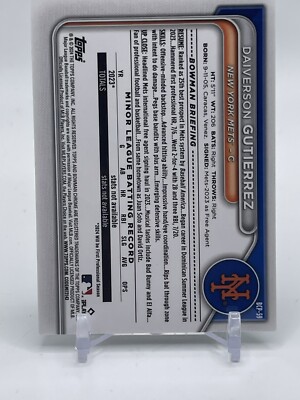 2024 Bowman Chrome Daiverson Gutierrez Green Lunar New York Mets