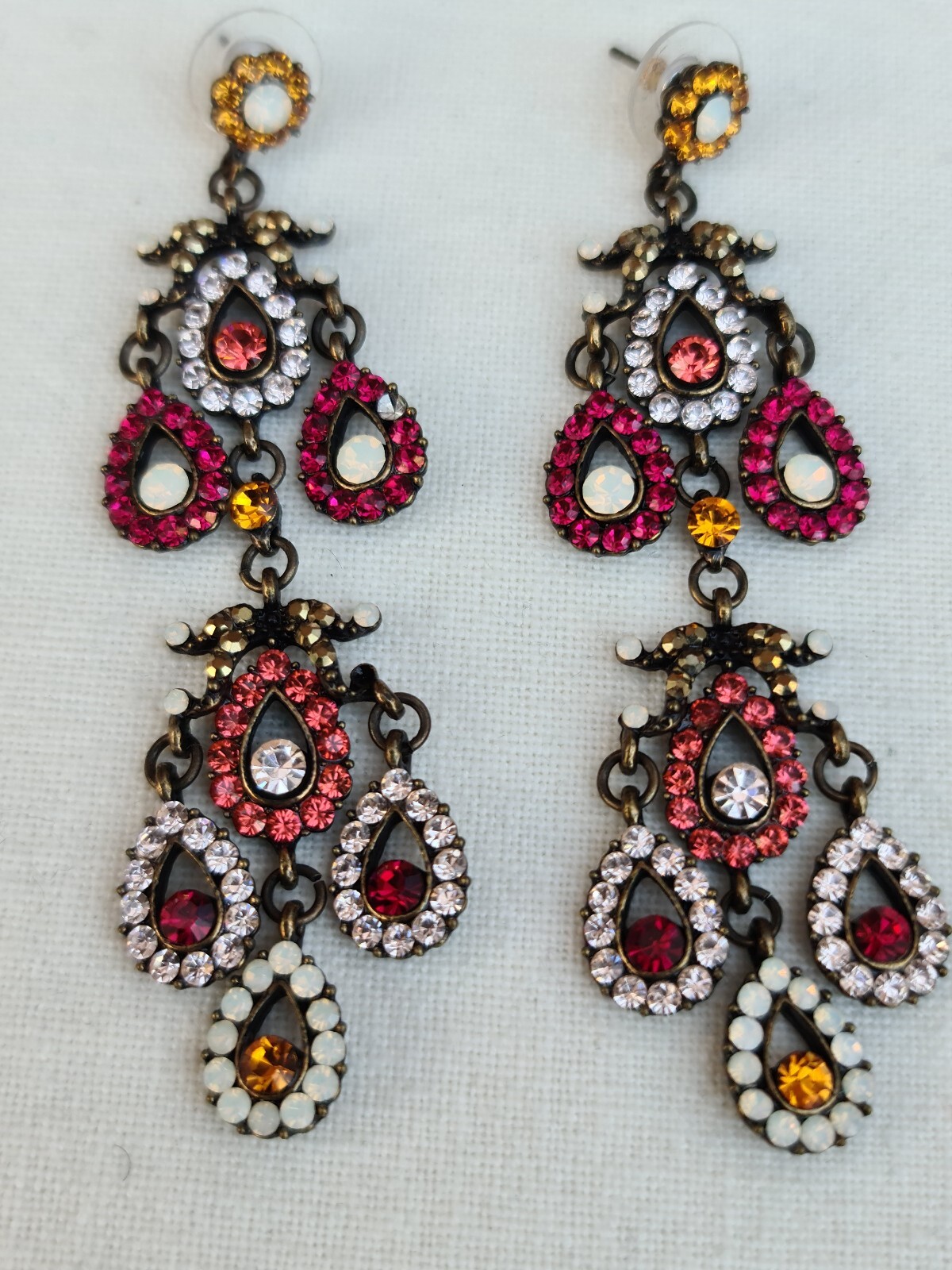 Multi coloured dangle drop earrings - image 2