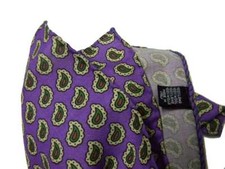 Fazzoletto lana da taschino uomo pochette lilla viola paisley beige berdi m Ital