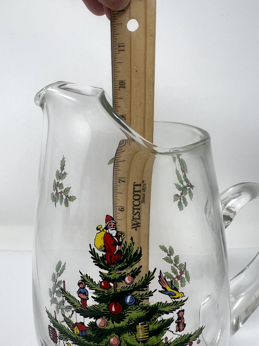 Vintage Spode Christmas Tree Clear Glass Pitcher QT