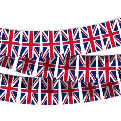 15x Union Jack Bunting Square Banner Flags 20Pc 10M Britain British Street Party