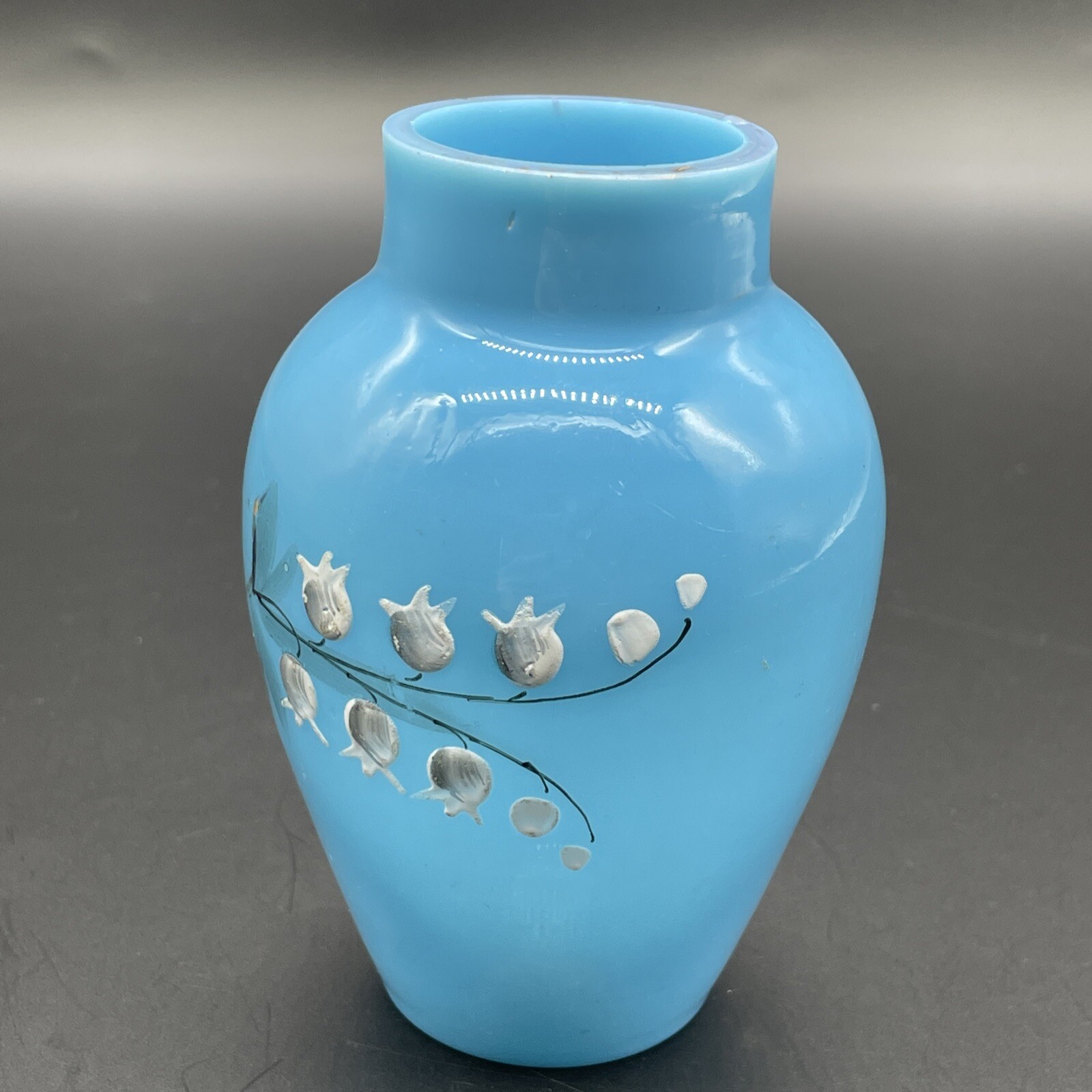 Bristol Bohemian Victorian blue opaline glass vase flowers eBay