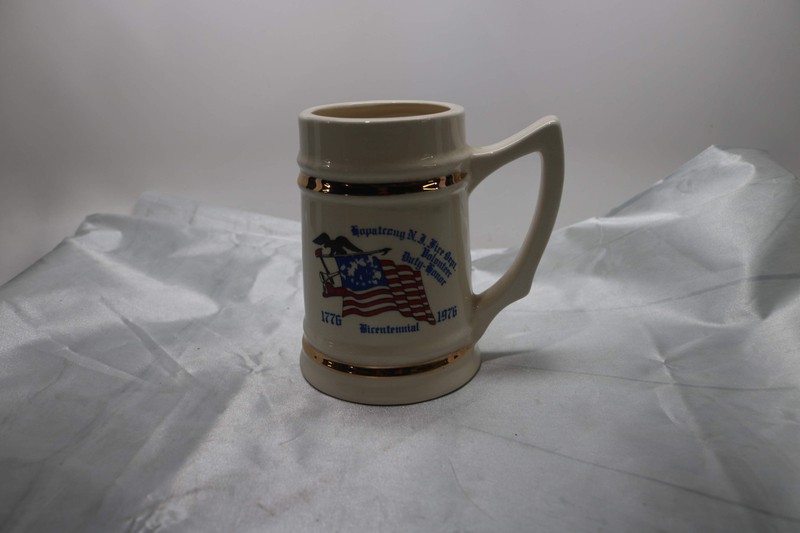 / Vintage Cup Mug Beer Stein - Hopatcong NJ Fire Dept Volunteer 1776-1976