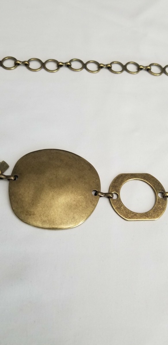 Chico’s Vintage Brushed Gold Medallion Chain Belt Boho Modernist Geometric Chico main image 4