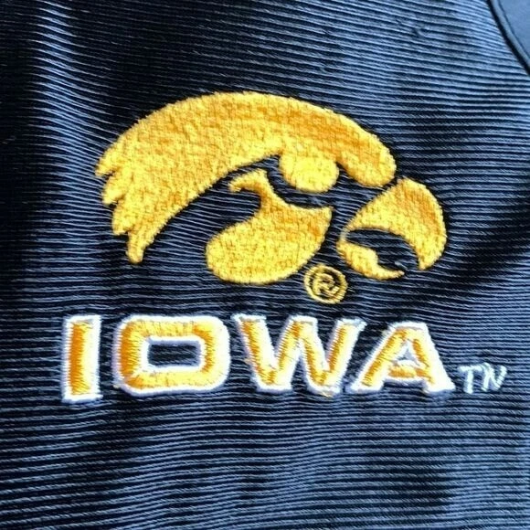 Abrigo cortavientos negro de fútbol americano Starter Iowa Hawkeyes chaqueta bordada 12M Foto 3 de 4