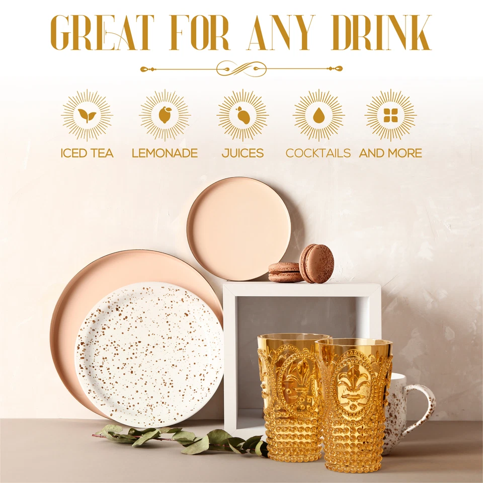 Elle Decor Acrylic 25 oz. Plastic Water Tumblers, Set of 4, Shatterproof - Amber - Image 4 of 4