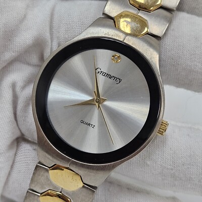 GRAMERCY Quartz Mens Wristwatch, Accutime Watch Corp Two Tone Silver & Gold Tone