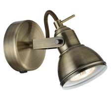 Retro Industrial Style Antique Brass Single Wall Spotlight Lamp Fitting