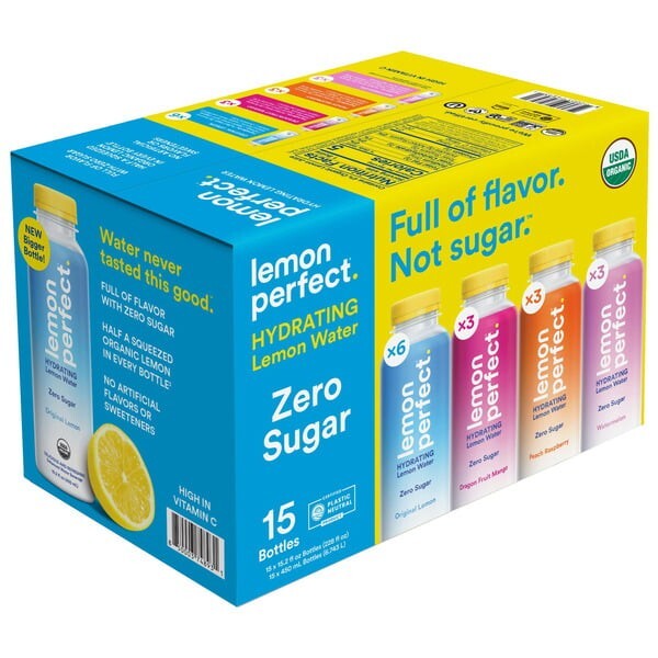 15 Bottles Lemon Perfect Water Organic Zero Sugar Variety 15.2 fl