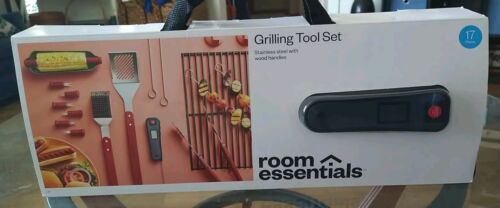 Room Essentials Stainless 17 Pc Grilling Tool Set W Pop Out Digital Thermometer