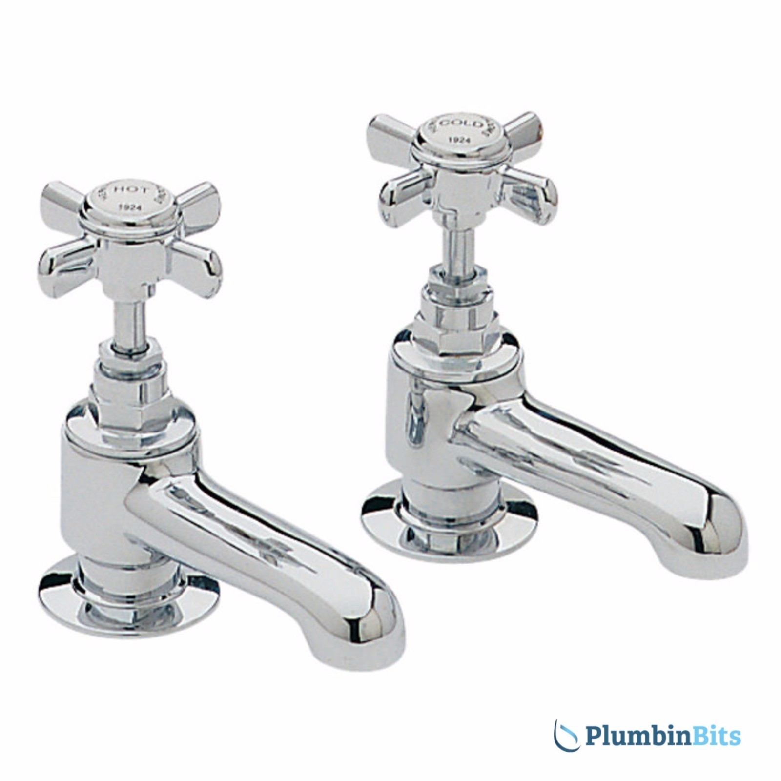 Heritage 3/4"" BSP Dawlish 1924 Bath CP Pillar Taps CD Quarter Turn TDCC01 Chrome