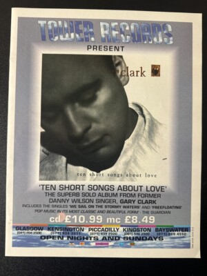 GARY CLARK- TEN SHORT SONGS ABOUT LOVE | 12.5X10''' MAGAZINE ADVERT / POSTER L437