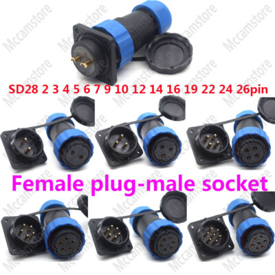SD28 2-26Pin Waterproof Aviation Connector IP67,Panel Mount Bulkhead Plug Socket