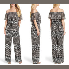 NEW $158 Eliza J Off the Shoulder Floral Jumpsuit [ SZ 4 ] #Q30