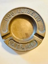 US Navy Brass Cigar / Cigarette Ashtray - USS Luiseno ( ATF-156 )