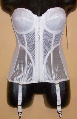NWT Vintage old stock 1980s LADY MARLENE White CORSET with GARTER BELT Sz- 34 C