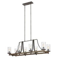 Pendelleuchte HäNgelampe Rustikal B: 116,8 Cm Groß Metall Glas Holz 8X E27