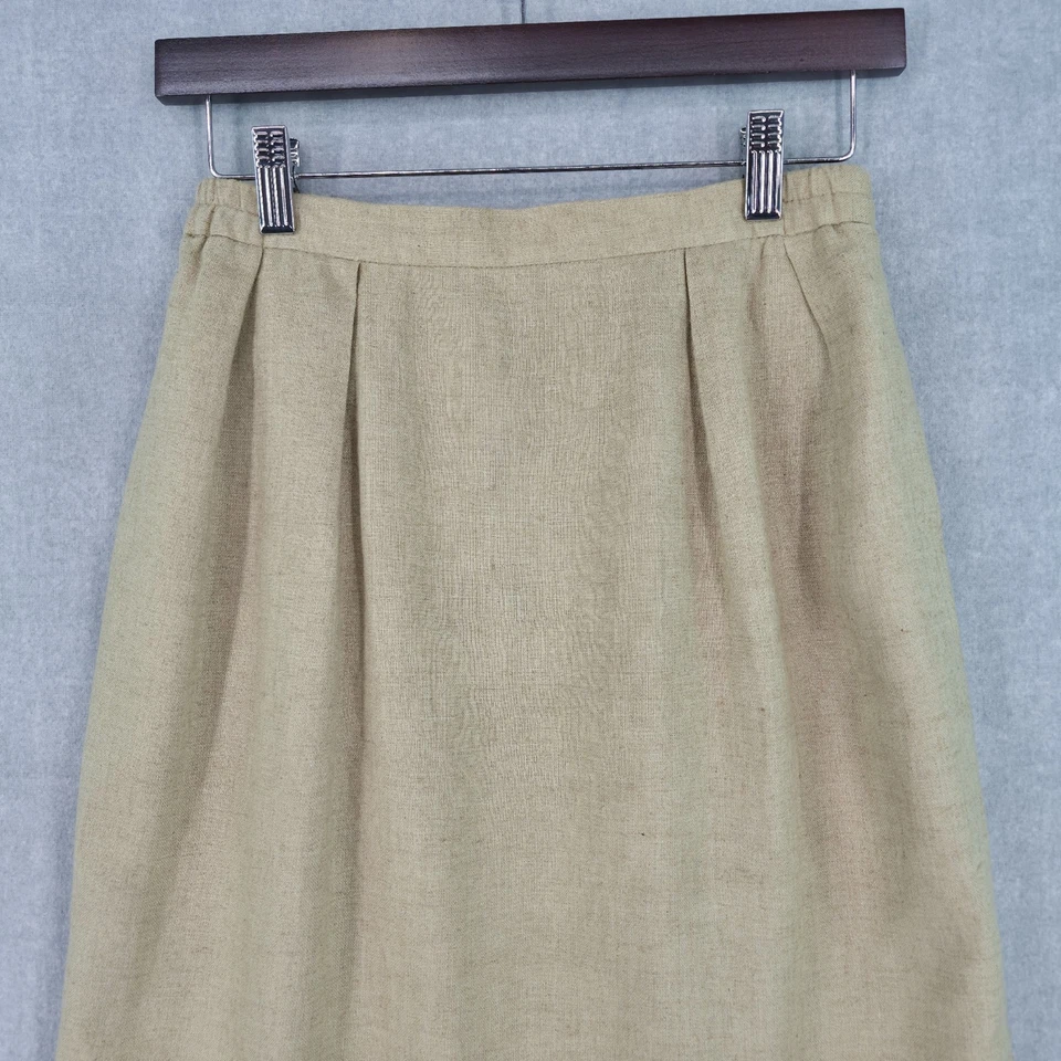 Юбка женская Jones New York 6 бежевая льняная вискоза плиссированная миди карандаш с подкладкой вентилируемая - Изображение 3 из 4