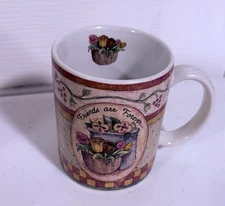 Vintage Lang & Wise Friends Forever Lisa Blowers Ceramic Mug Floral 2001