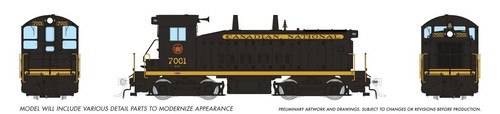 Rapido 27613 HO DCC/Sound EMD SW9 Canadian National - Post-54 Black Scheme #7003 | Zustand: New