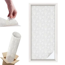 Frosted Window Film Self Adhesive Privacy Subtle Flowers Textures Gray