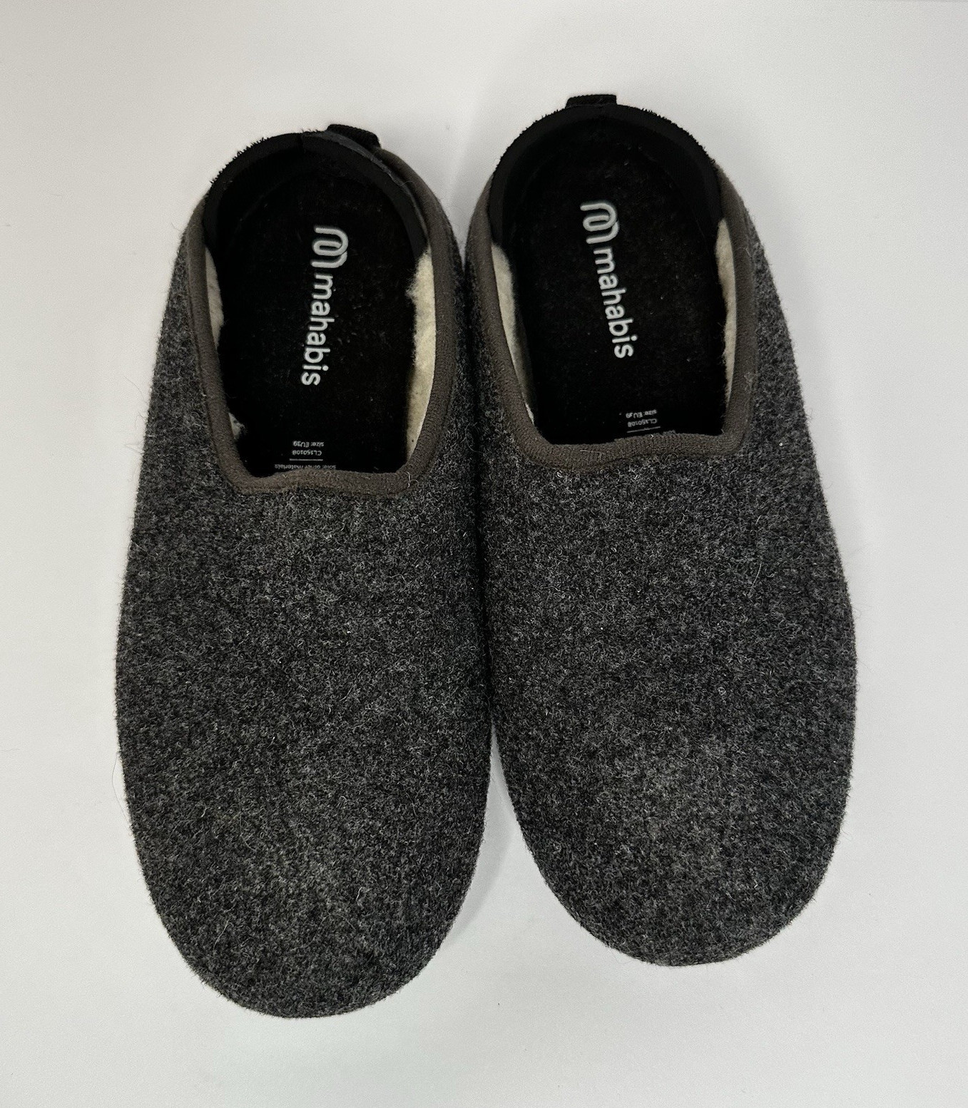 Mahabis Classic Comfort Wool Gray Slippers Shearling Lined Women's US 8 EU 39