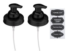 Mason Jar Foaming Soap Dispenser Lids - Includes Waterproof Stickers! Black