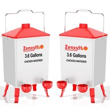 2  3.6 Gallons Chicken Waterer Bucket with Handle, Adjustable Legs and Anti ...