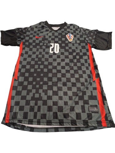 Nike Croatia Football Shirt Black Red Check Pattern Number 20 XL