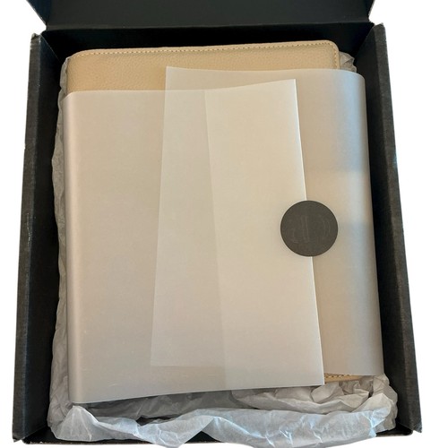 Stoff und Papier Luxus A5 Ring Planer Agenda Glattleder Beige - Bild 3 von 19