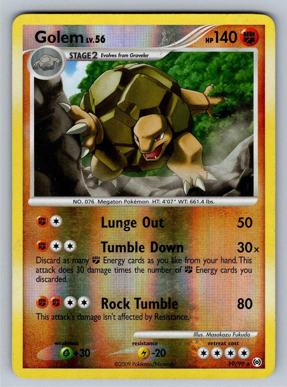 Golem 19/99 Rare Arceus Pokemon Reverse Holo Heavily Played