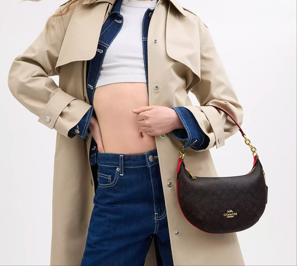 NWT COACH CX811 Payton Hobo Bag In Signature Canvas Walnut/Bold