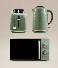 Green Diamond textured 1.7L Kettle 2 slice Toaster 17L Microwave set -Brand New