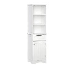 RiverRidge Ashland 60" Tall Cabinet White Bathroom Storage Drawer Shelves NEW
