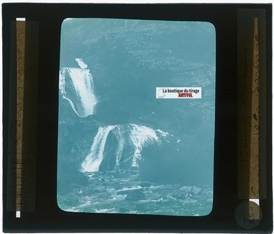 Sarenne Wasserfall, Foto J. Moulin, Glasplatte, Farbe, positiv 8,5x10 cm
