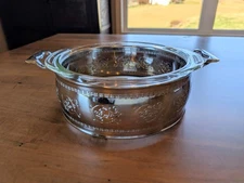 Pyrex, Silver Plated, Casserole Serving Dish, Two Piece