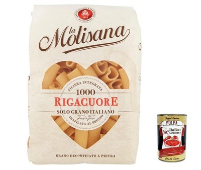 20x La Molisana Rigacuore N.1000 Bronze Pasta aus Hartweizengrieß 500g+Polpa