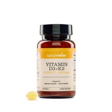 NatureWise Vitamin D3 10,000 IU Plus K2 MK-7 30 Count Pack of 1 , Yellow