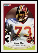 Mark May, 1990 Fleer Football Card, #162, Washington Redskins,